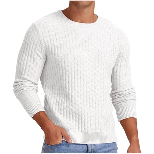 Dgoopd Textured Sweater Men Crew Neck Pullover Sweater Long Sleeve Knit Sweater Casual Plus Size Sweater Fashion Winter Tops