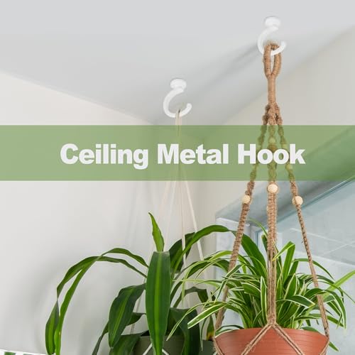 Miniatura 2 de Guiziyao 2 Piezas Ganchos De Techo, Gancho Para Macetas Colgantes, Ceiling Hooks For Hanging Plants, Para Colgar En Interior O Exterior Cestas, Linternas, Campanillas, Comederos
