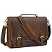 Kattee Men's Leather Satchel Briefcase, 15.6" Laptop Messenger Shoulder Bag Tote