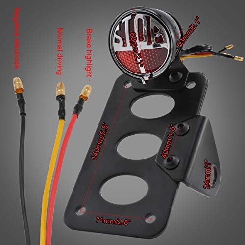 KATUR Black Motorcycle Tail Light Len Brake Light Running Light License Plate Light with Bracket Rear Light Fits for axle H onda Y amaha S uzuki K awasaki H arley B obber C hopper