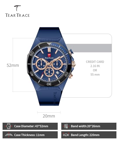 TEARTRACE Watches for Men Luxury Quartz Casual Chronograph 3ATM Waterproof Sport Wrist Watches Multifunctional with Silicone Strap Mens Watches — view 5