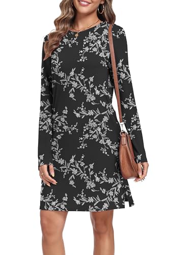 Women's Fall Casual Long Sleeve Crew Neck Dresses Fashion Outfits Cozy Swing with Pockets3