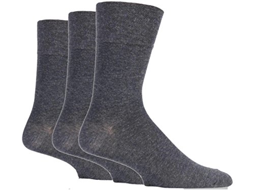 6x Pairs of Mens Plain Gentle Grip Non-Elastic Socks/UK 6-11 Eur 39-45 (Plain Grey)