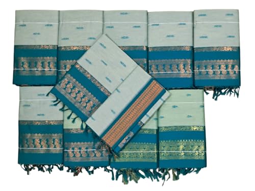 Image of Women's Kanjivaram Cotton Silk Saree South Indian Paithani Sari | gadwal cotton sarees with Zari Border and Blouse Piece - Suitable For All Indian Occasions and Festivals 191