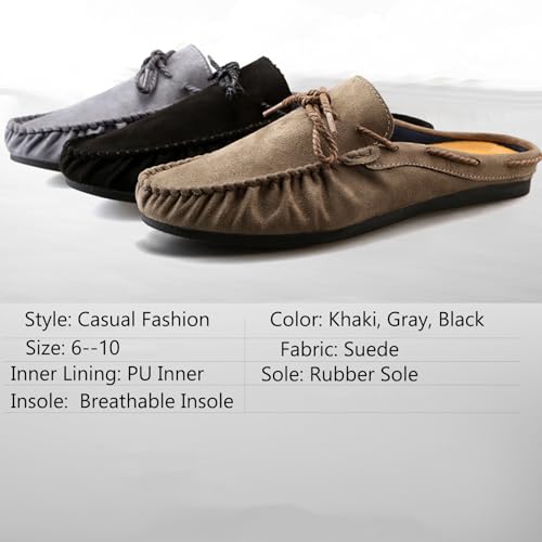 Men's Suede Flat Slingback Loafers Comfortable Round Toe Hand-Stitched Non-Slip Casual Boat Shoes for Driving, Walking, Working4