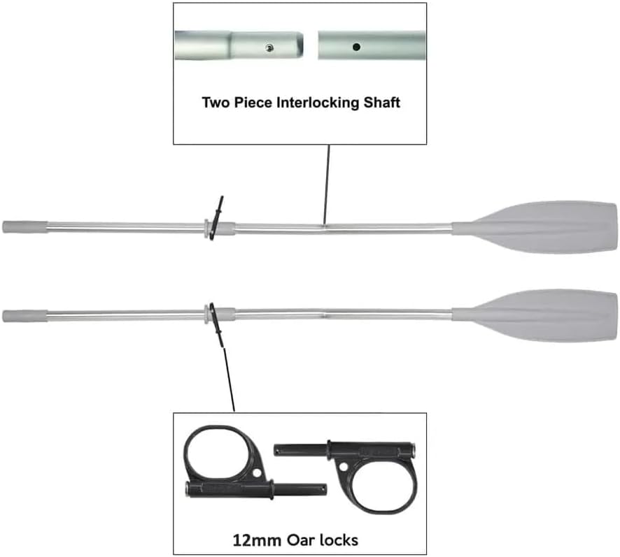 Oceansouth Heavy Duty Pair of Oars 78" Long with Oar Locks, Split Shaft.