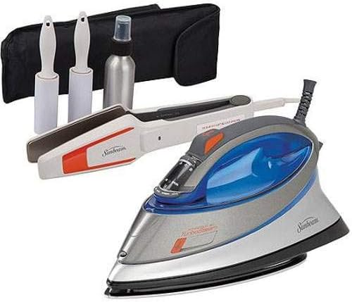 Sunbeam Turbo Steam Master 1500 Watt professional-sized stainless-steel Non-Stick Soleplate with Shot of Steam/Vertical Shot feature & 12' 360-degree Swivel Cord with Bonus Touch Up & Go Iron