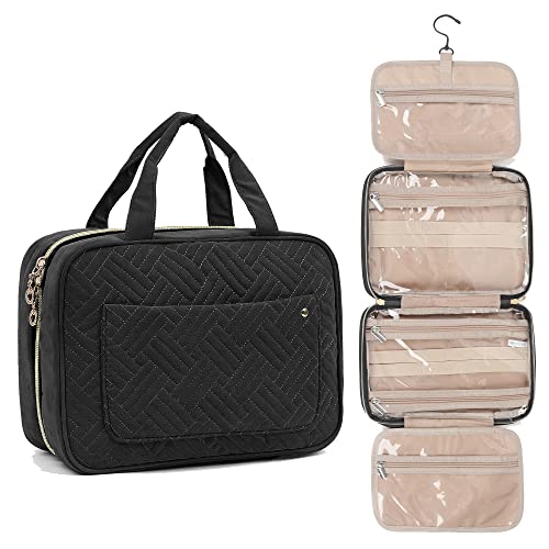 Makeup Organizer Travel, Toiletry Bag Travel Bag With Hanging Hook, Water-Resistant Makeup Cosmetic Bag Travel Organizer For Accessories, Shampoo, Full Sized Container, Toiletries,Black #TOP1