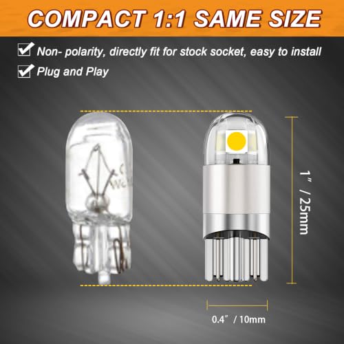 Image of Auxbeam Y3 Series 194 LED Bulbs Golden Yellow 168 2825 T10 W5W Bulbs
