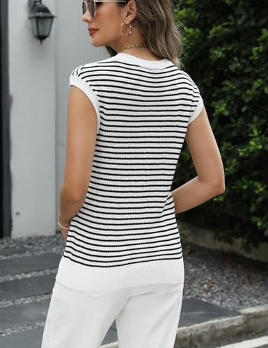 Image of CiCiBird Women Summer Cap Sleeve Sweaters Knit Crew Neck Pullover Tank Tops 2025 Casual Trendy Shirt