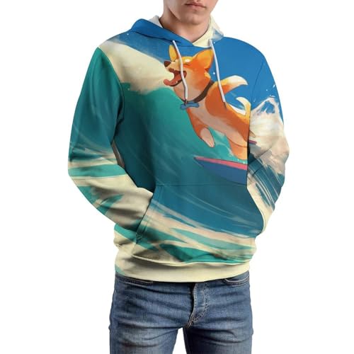 Pullover Chien Mignon Faisant du Surf sweatshirt à capuche manches longues - 6