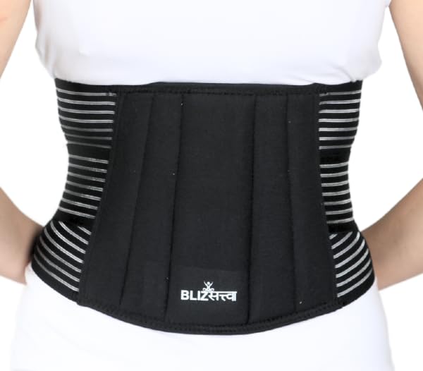 Bliz Sattva | Lumbo Sacral Belt | Back Pain Relief Belt | 5 Support Splints for Back Support for Lumbar Region | Compression Belt with Double Adjustable Straps for Men and Women (L, Jet Black) (B0D1NHBK1B) Amazon Price History, Amazon Price Tracker