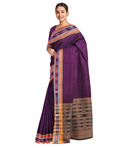 Image of Odisha Sambalpuri Handloom Ikat Women's Cotton Saree, Odisha Handloom Handmade Pure Cotton Khandua Saree, Ikkat Orissa Traditional Handloom Saree Without Blouse