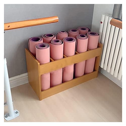 Support tapis de yoga en bois à 10 compartiments pour studios