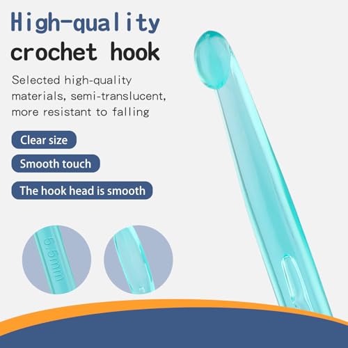 Image of QMNNMA 5.5 mm Crochet Hook, Ergonomic Crochet Hooks, Crochet Needles | Ergonomic Crochet Hooks for Arthritic Hands, Crochet Needles for Yarn, Colorful Transparent Crochet Hook for Beginners