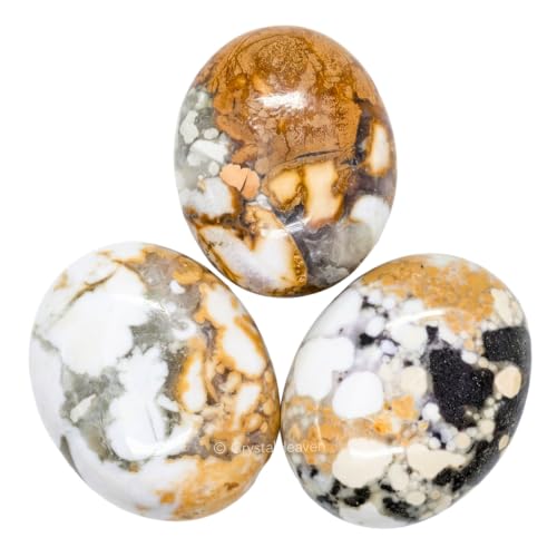 Image of Certified Conglomerate Jasper Crystal Palm Pebbles Stones for Anxiety Stress Relief Massage - AAA Grade Original Healing Gemstone Agate Palm Stone for Yoga Meditation Spiritual Reiki Feng Shui