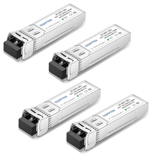 Image of QSFPTEK 10GBASE-ZR 100KM SFP Module, SFP+ 10GBASE-ZR 1550nm 100km LC SMF DOM Optical Networking Transceivers, Mini GBIC Compatible SFP-10G-ZR100, and Other Open Switch, 4pcs