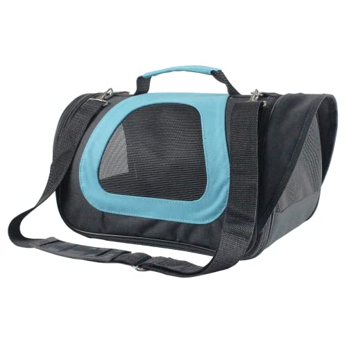 Nobleza -Transportin Gato Perro, Bolsa de Transporte Transpirable para Mascotas, 40 * 23 * 24 cm transportador de Mascotas para Perros/Gatos/Avión Mediano (Negro Azul)