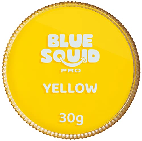 Blue Squid PRO Face Paint - Professional Water Based Single Cake Facepaint & Body Paints - SFX Makeup Kids Adults Painting for Costume Halloween Face Paints for Children - Classic Yellow 30g / 1oz