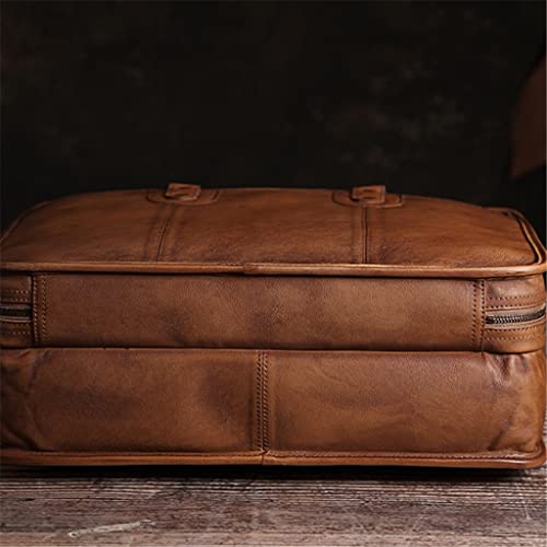 Briefcase Men Vintage Man Handbag Travel Bag Shoulder Handmade Genuine Leather Brown Laptop Businessv4