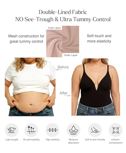 Image of Popilush The Shapewear Bodysuits for Women - Tummy Control Shapewear with Underwire Strong Support for Large Bust