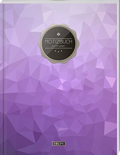 TULPE Punktraster Notizbuch A4 „C078 Lila Motiv“ (140+ Seiten, Vintage Softcover, Punktkariertes Papier - Bullet Journal, Dickes Notizheft, Skizzenbuch, Tagebuch, Gepunktete Seiten, Dot Grid Notebook) Cover