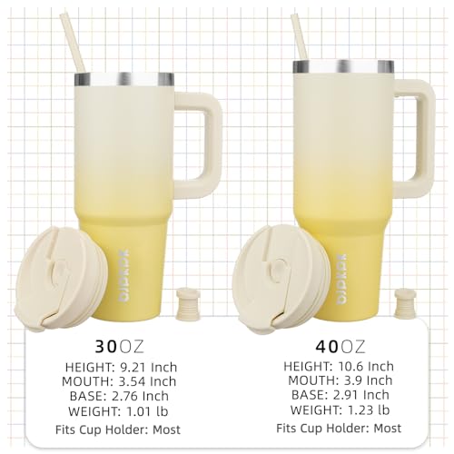 Image of BJPKPK 40 oz Tumbler With Handle Insulated Tumblers With Lid And Straw Stainless Steel Thermal Cup,Lemon