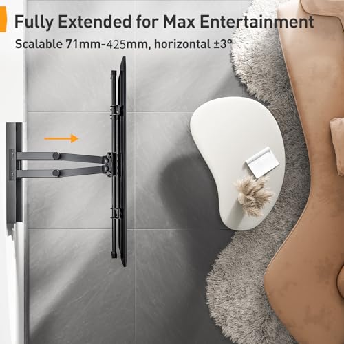 Perlegear TV Wandhalterung Schwenkbar Neigbar für 37-84 Zoll Flach & Curved Fernseher, TV Halterung max.VESA 600x400mm bis zu 60kg – Bild 6