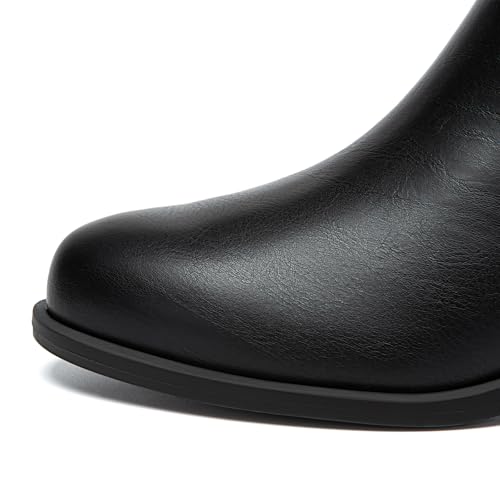 Athlefit Women's Ankle Boots Chunky Low Heel Comfortable Short Boots Round Toe Dress Booties with Side Zipper3