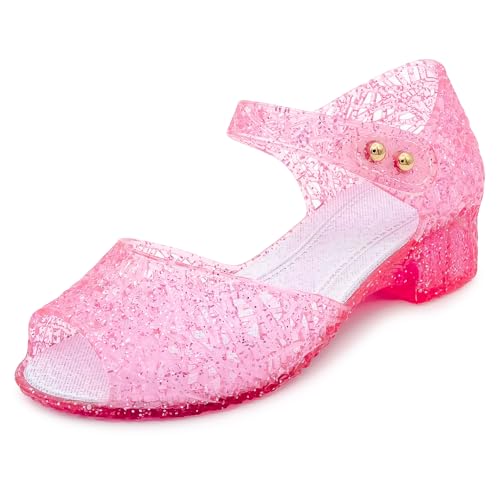 Image of techcity Princess Girls Sandals Dress Up Dance Party Cosplay Jelly Shoes for Kids Toddler Mary Janes