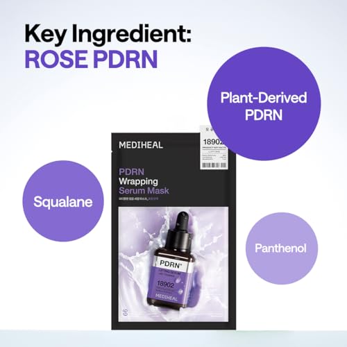 Image of MEDIHEAL Wrapping Serum Mask [PDRN] Lifting - Intensive Pore & Elasticity Care with 99% Low-Molecular PDRN & Squalane - Helps Improve Pore Tightness & 3D Skin Lifting - 'Glass Skin' Finish (10 Sheets)