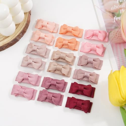 Céllot 40Pcs Mini 1.2 Inch Grosgrain Ribbon Snap Clips - Tiny Fine Thin Hair Bows In Pairs For Baby Girls thumb #4