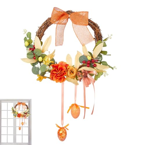 Couronne de Pâques pour la porte d'entrée - Guirlande de Pâques - Décoration de Pâques pour la porte d'entrée - Décoration de Pâques pour fenêtre - Couronne murale pour maison de ferme