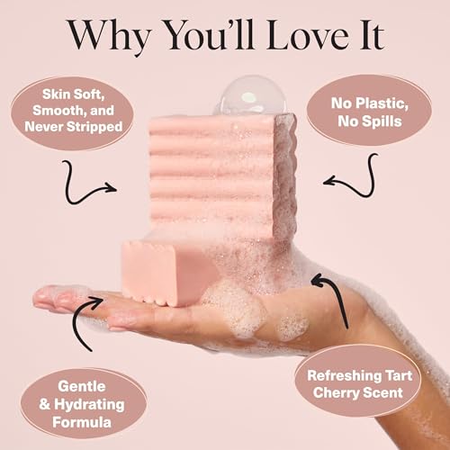 Image of Kitsch Cleansing Tart Cherry Soap Bar with Refreshing Scent - Eco-Friendly Body Wash Women Love - Cherry Solid Bar Soap for Daily Use - Silicone, Sulfate and Paraben Free, Made in USA - 4oz