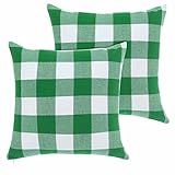 Cootato St. Patrick's Day Pillow Covers - Set of 2 Buffalo Green and White Plaid Throw Pillow Covers
