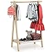 VOGUSLAND Dress up Rack, Child Garment Rack, Kids Clothing Rack with Storage Shelf (Natural Beech, 29.5
