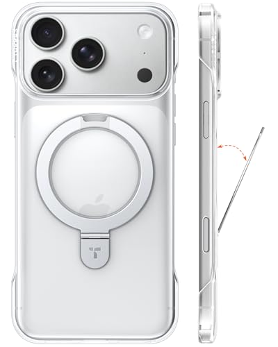 TORRAS Ostand for iPhone 17 Pro Case 6.3'', Slim Magnetic Stand Fit for MagSafe, Frameless Thin Fit, Anti-Yellowing Clear Borderless Case for iPhone 17 Pro, Open-Edge & Hard PC Protection