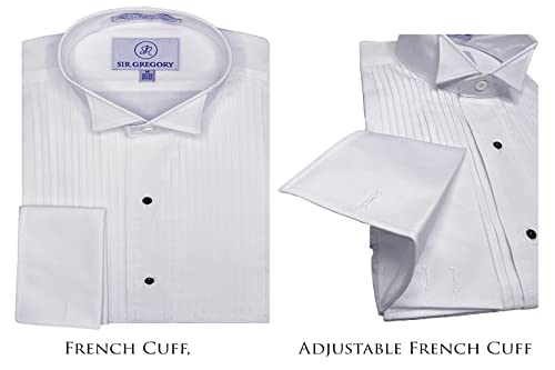 Sir Gregory Men's Fitted Tuxedo Shirt with Wing Collar French Cuffs and 1/4 Inch Pleat4