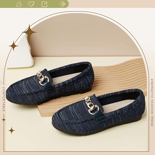 Image of ABEJOJO Women's Loafer Shoes, Comfortable Slip on Casual Flat Penny Shoes for Walking, Driving, Dressy