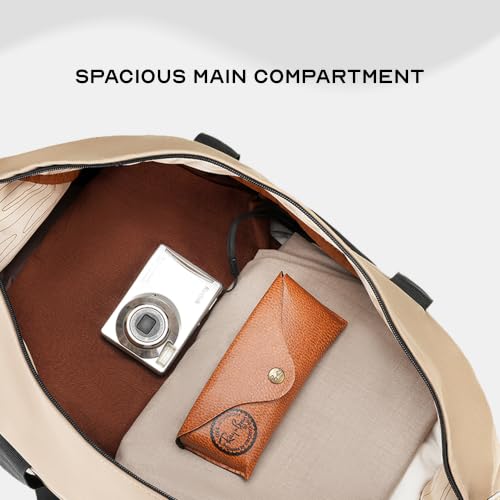 Image of Assembly Premium Weekender Duffle Bag with Attachable Shoulder Strap, Beige, 43 Liters