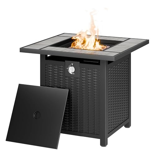 JAMFLY Propane Fire Pit Table Outdoor 28 Inch, Patio Gas Fire Pits