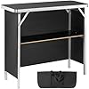 Vevor folding portable bar tradeshow podium table for indoor outdoor party picnic exhibition includes carrying case storage shelf and black skirt 3839 x 1516 x 3425  urban country home decor