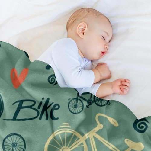 Couverture molleton microfibre vélo rétro 150x200cm pour lit et canapé