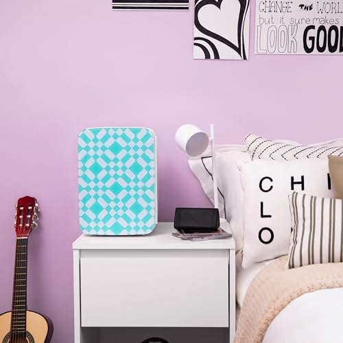 Cooluli 10L Mini Fridge for Bedroom - Car, Office Desk & Dorm Room - 12v Portable Cooler & Warmer for Food, Drinks, Skincare, Beauty & Makeup - AC/DC Small Refrigerator with Glass Front, Green Pattern - Thumbnail 5