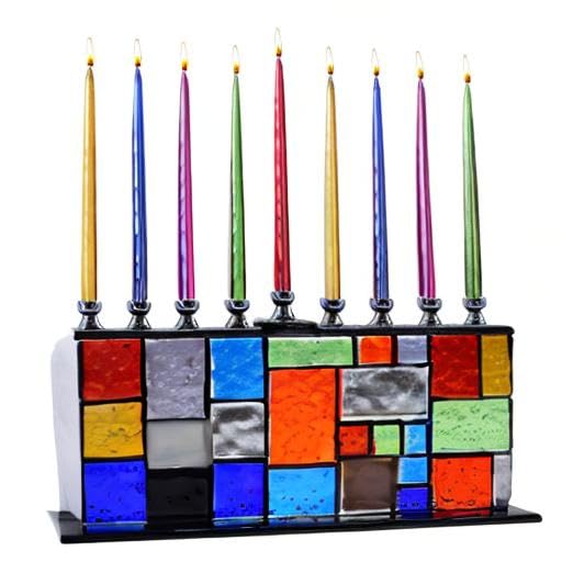 Menorah Hanouka verre bleu blanc cadeau traditionnel idéal - 7