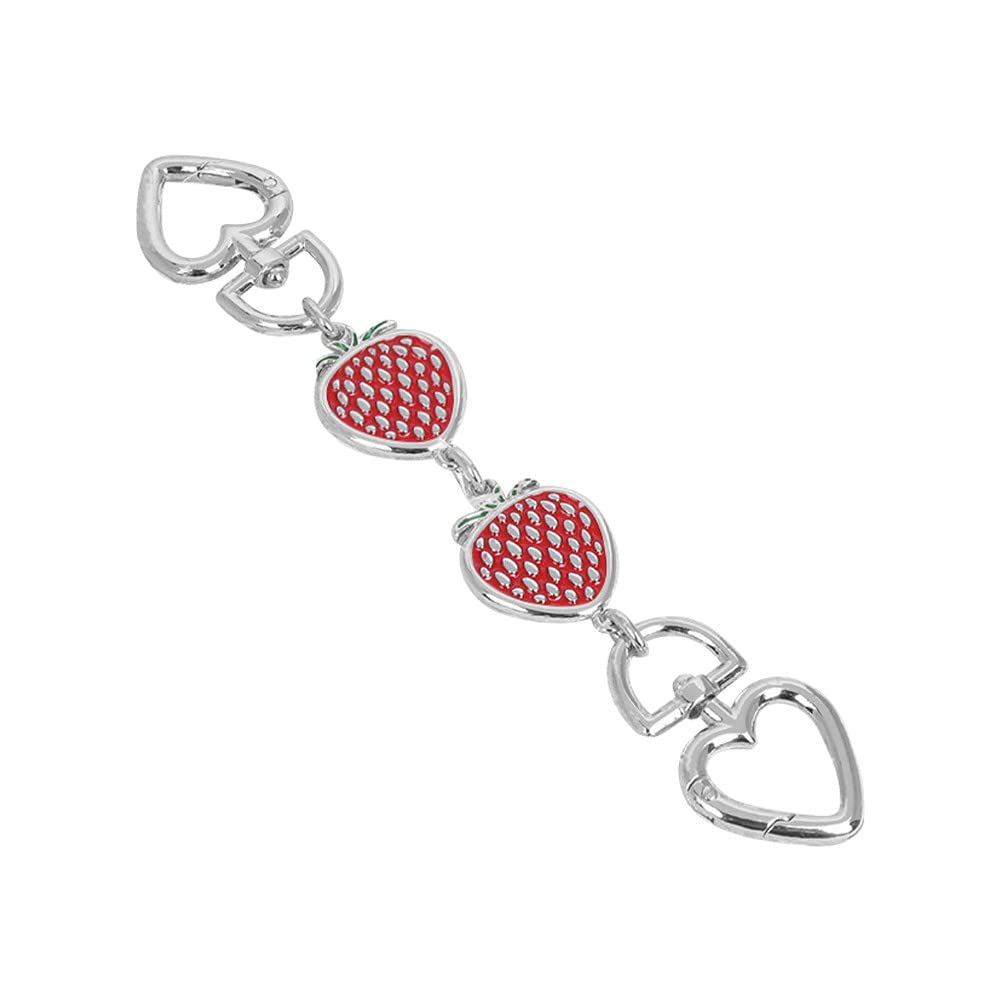 Bag Extender Purse Extender Chain Bag Extension Chain Purse Strap Extender Chain for Purse Silver Chain Strawberry(Red Pink)