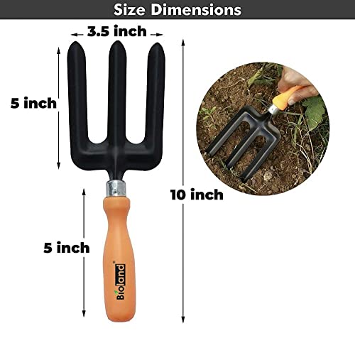 BIOLAND Home Gardening Tool Kit (Durable and Heavy Duty)-Trowel, Fork, Shovel, Rake, Weeder. Exclusively Designed and Made for Home Gardeners