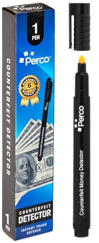 Perco Bolígrafo detector de dinero falso, fácil de usar y fiable, comprobador de billetes falsos universal para uso personal y comercial, garantiza la autenticidad y evita el fraude