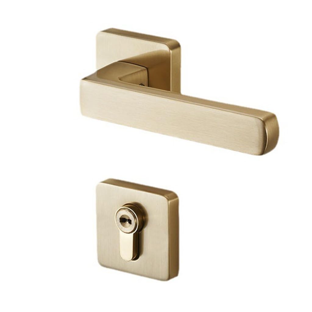 MOBYGKFY Copper Door Lock Indoor Bedroom Mute Magnetic Solid Wood Room