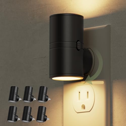 Image of L LOHAS LED Night Light, Mini Night Lights Plug into Wall, Light Sensor, 2 Level Brightness, Soft White 3000K, Rotating Nightlight Plug in Wall for Adult Kids Hallway Bedroom Bathroom Stairway, 6 Pack